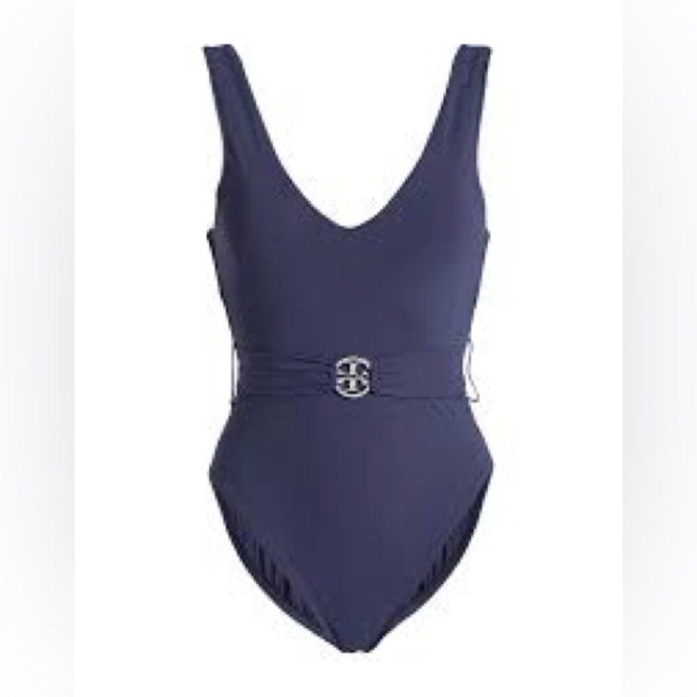 NWT Tory Burch Miller Navy Blue One-Piece Swimsuit Size Small